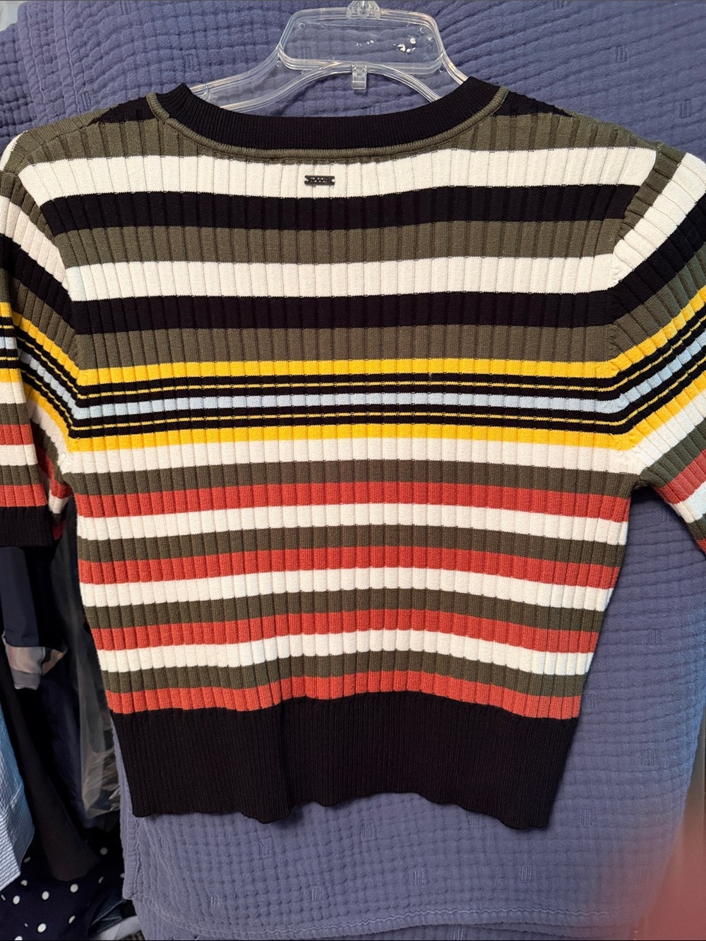 Striped Rib-Knit Crop Sweater - Multicolor - Picture 5 of 5